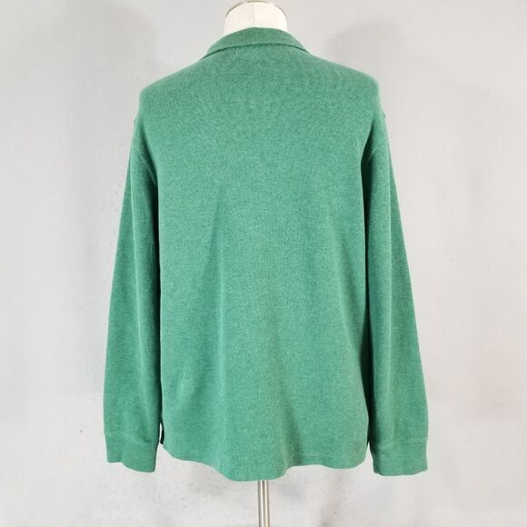 Polo Ralph Lauren sweater men's large green cotton pullover 1/4 zip heavy winter - Picture 6 of 9